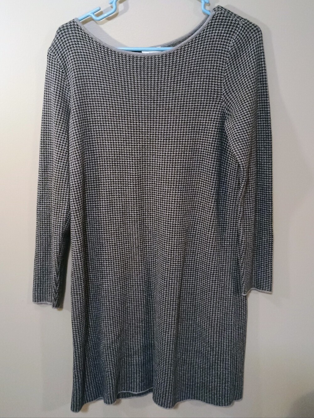 J. Jill Grey & Black Houndstooth Long Sleeve Sweater Dress Petite Small